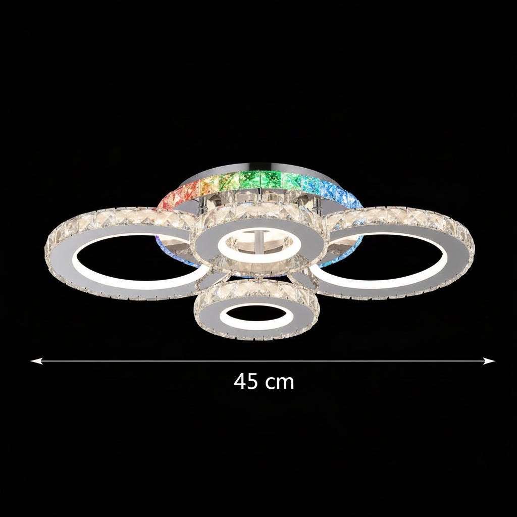 LED полилей с дистанционно управление и кристал NOVA ROTONDA RGB 82W, 4 кръга, студена/топла/неутрална светлина, димиране, хром LED полилеи и кристали Заглавие по подразбиране Alessandro Design