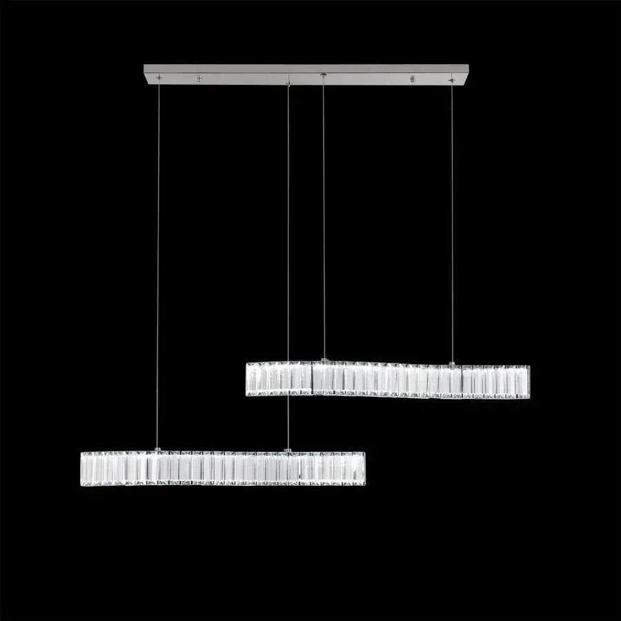 Окачен LED полилей с дистанционно управление и кристал MERVE 24W, Студена/Топла/Неутрална светлина, Димируем, Блестящ хром, Регулируема височина Кристални LED полилеи Заглавие по подразбиране Alessandro Design