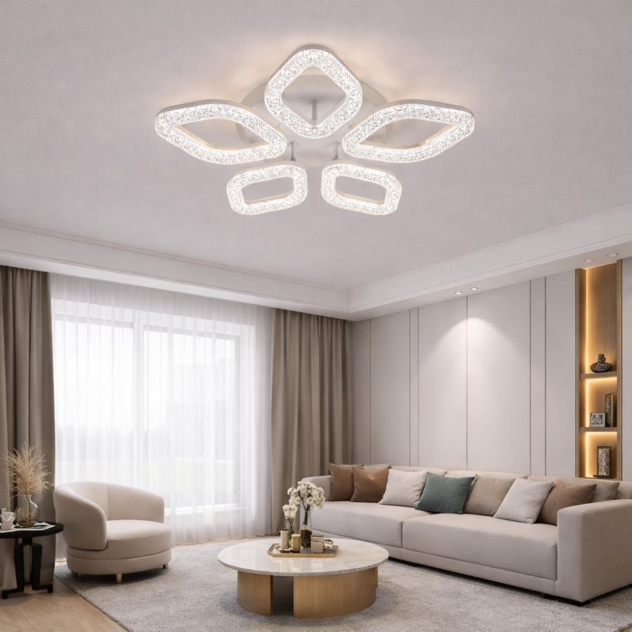 Lustra LED cu telecomanda, 67W, Lumina Rece/Calda/Neutra, Dimabila, Auriu Lustre LED cu Telecomanda Default Title Alessandro Design