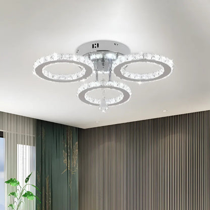LED полилей с дистанционно управление и кристален ALANUBIS 40W, 3 кръга, студена/топла/неутрална светлина, димиране, лъскави хромирани кристални LED полилеи Заглавие по подразбиране Alessandro Design