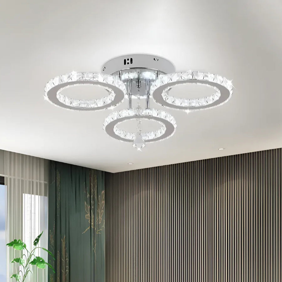 LED полилей с дистанционно управление и кристален ALANUBIS 40W, 3 кръга, студена/топла/неутрална светлина, димиране, лъскави хромирани кристални LED полилеи Заглавие по подразбиране Alessandro Design