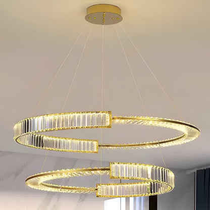 Висящ LED кристален полилей PRISM REGAL 117W, 2 кръга, студена/топла/неутрална светлина, димируем, златист, регулируема по височина Crystal LED полилеи Заглавие по подразбиране Alessandro Design