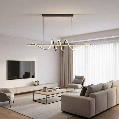 Окачен LED полилей с дистанционно управление RIBBON 64W, линейна, студена/топла/неутрална светлина, димируем, черен, регулируема по височина LED полилеи с дистанционно управление Заглавие по подразбиране Alessandro Design