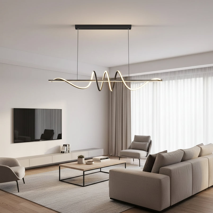 Окачен LED полилей с дистанционно управление RIBBON 64W, линейна, студена/топла/неутрална светлина, димируем, черен, регулируема по височина LED полилеи с дистанционно управление Заглавие по подразбиране Alessandro Design