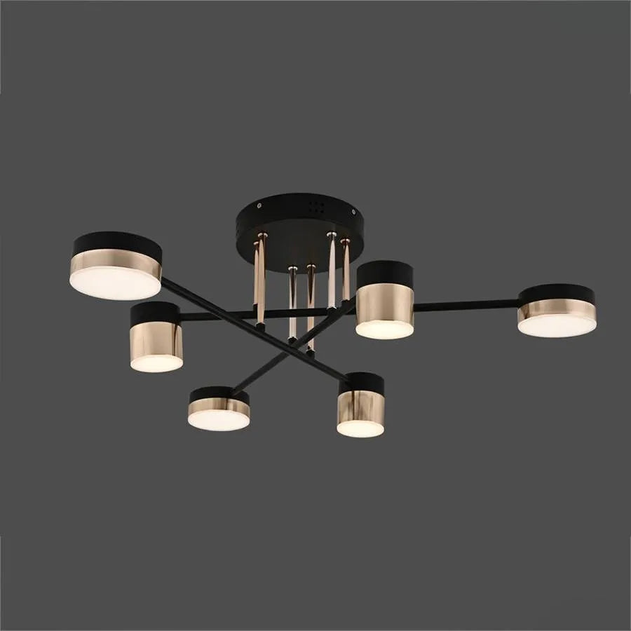 LED полилей с дистанционно управление JAYSON 72W, 6 елемента, студена/топла/неутрална светлина, димиране, лъскаво черно злато LED полилеи с дистанционно управление Default Title Alessandro Design
