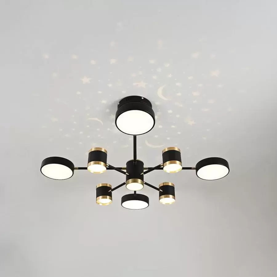 LED полилей с дистанционно NOVA 87W, 8 Елемента, Студена/Топла/Неутрална светлина, Димируем, Черен