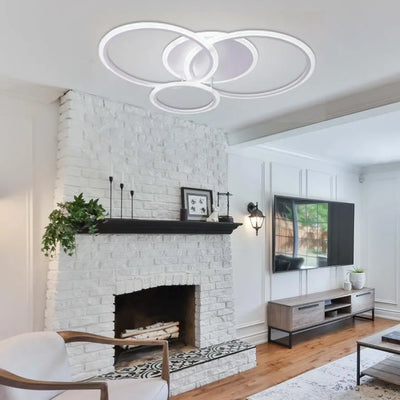 LED полилей с дистанционно LUCY 69W, 4 кръга, Студена/Топла/Неутрална светлина, Димируем, Бял