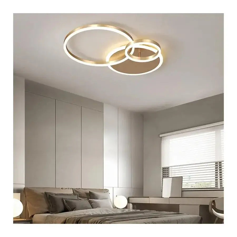 LED полилей с дистанционно управление MYRENE 110W, 2 кръга, студена/топла/неутрална светлина, димиране, златни LED полилеи с дистанционно управление Заглавие по подразбиране Alessandro Design