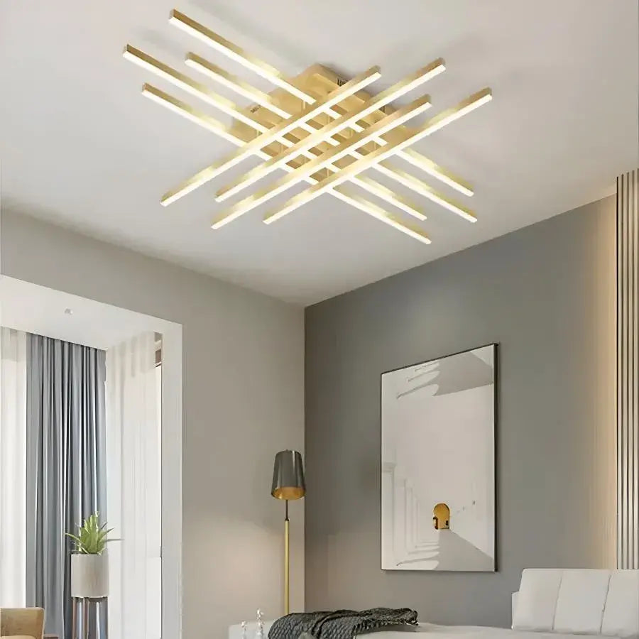 LED полилей с дистанционно управление MORA 160W, 8 елемента, линейна, студена/топла/неутрална светлина, димиране, лъскаво златно LED полилеи с дистанционно управление Заглавие по подразбиране Alessandro Design