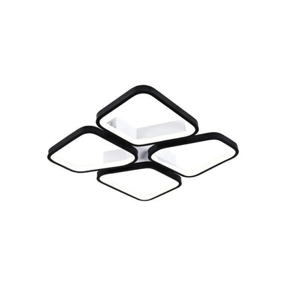 LED полилей с дистанционно управление DAIKI 69W, 4 квадрата, студена/топла/неутрална светлина, димируем, черен LED полилей с дистанционно управление Заглавие по подразбиране Alessandro Design