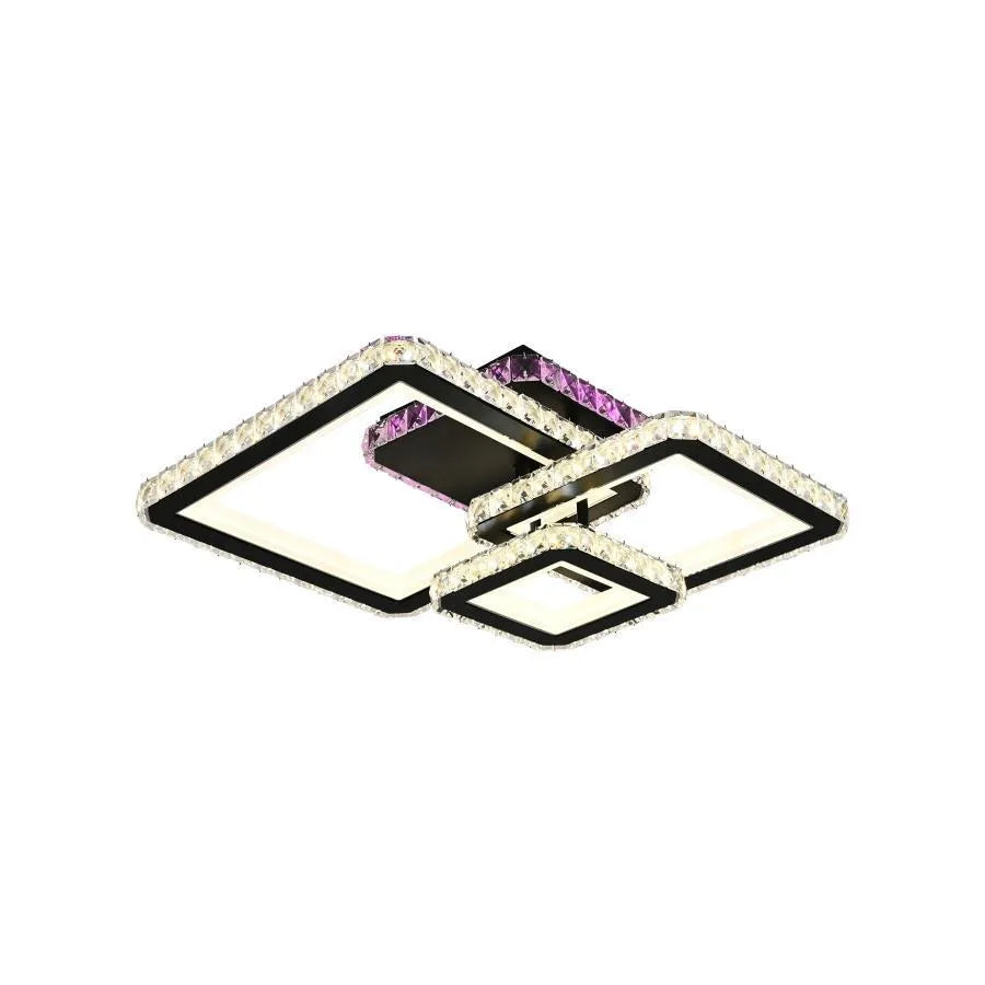 LED полилей с дистанционно управление и кристал BLAKELY RGB 166W, 3 квадрата, студена/топла/неутрална светлина, димиране, черни кристални LED полилеи Заглавие по подразбиране Alessandro Design