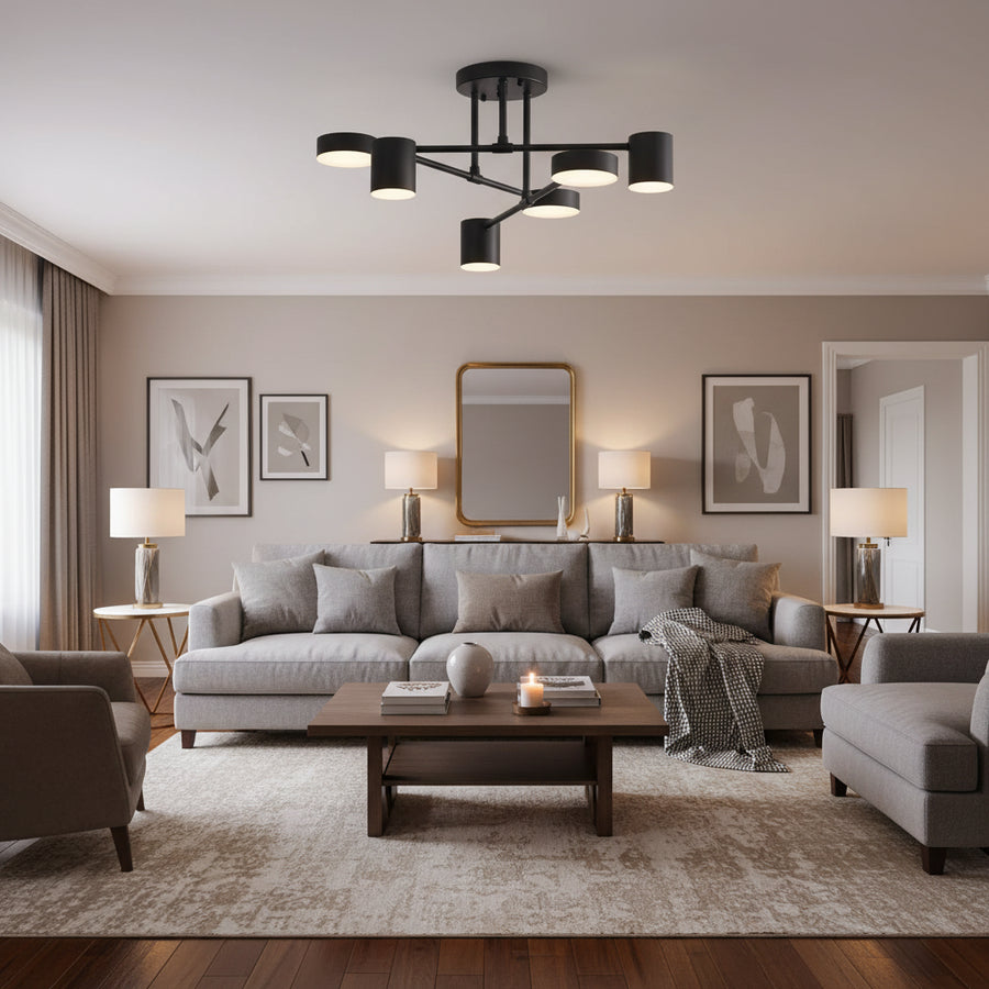 LED полилей GALIOS 26W, 6 елемента, Студена/Топла/Неутрална светлина, Черен