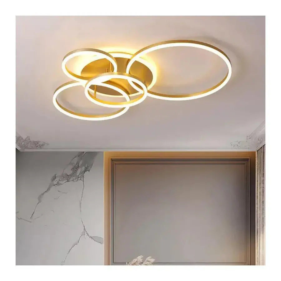 LED полилей с дистанционно управление LYRA 220W, 4 кръга, студена/топла/неутрална светлина, димиране, матово злато LED полилеи с дистанционно управление Заглавие по подразбиране Alessandro Design