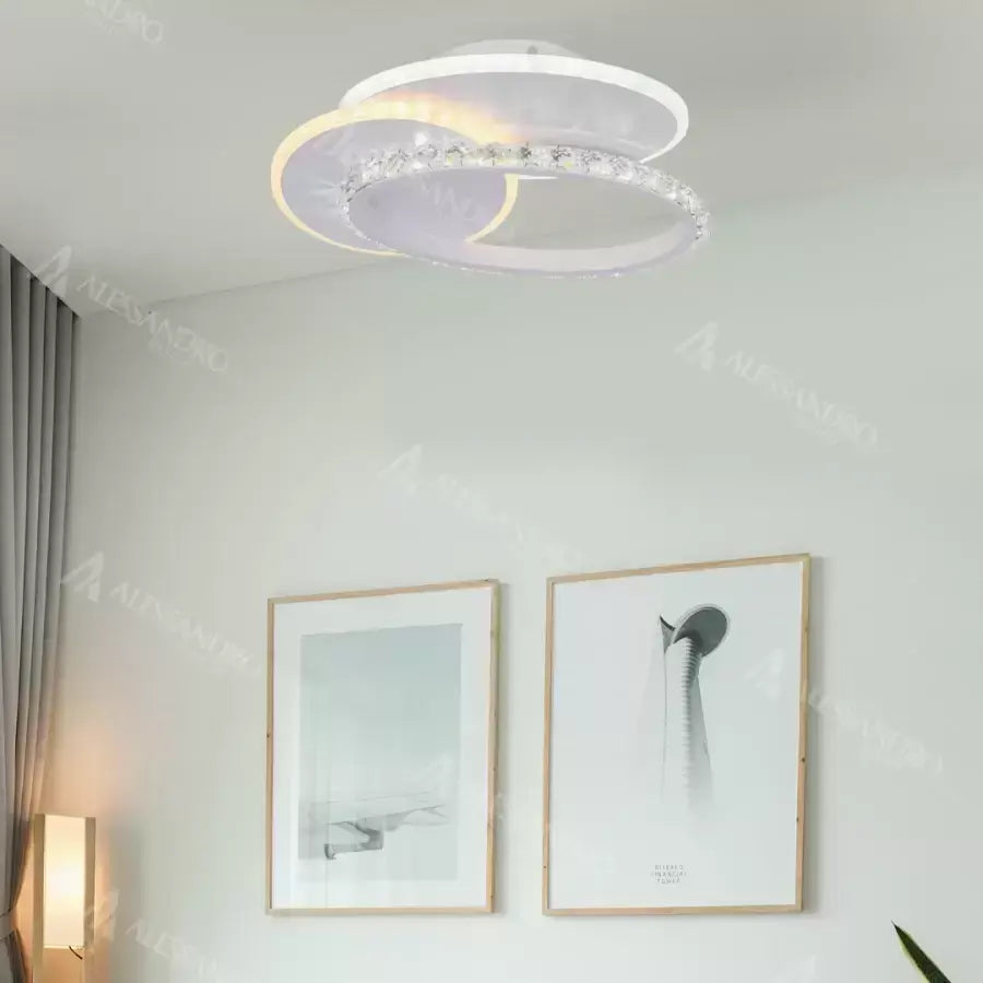 LED плафон с кристал HOLLANCE 24W, 3 Елемента, Студена/Топла/Неутрална светлина, Бял