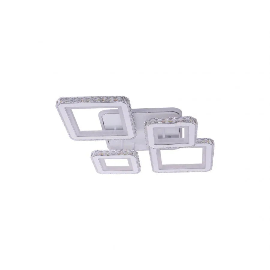 LED полилей с дистанционно управление и кристал QUADRIS RGB, 96W, 4 квадрата, студена/топла/неутрална светлина, димируем, бял LED полилей с дистанционно управление Заглавие по подразбиране Alessandro Design