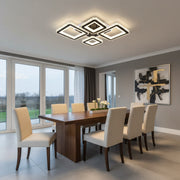 LED полилей с дистанционно и кристален QUADRIS RGB 96W, 4 квадрата, Студена/Топла/Неутрална светлина, Димируем, Черен