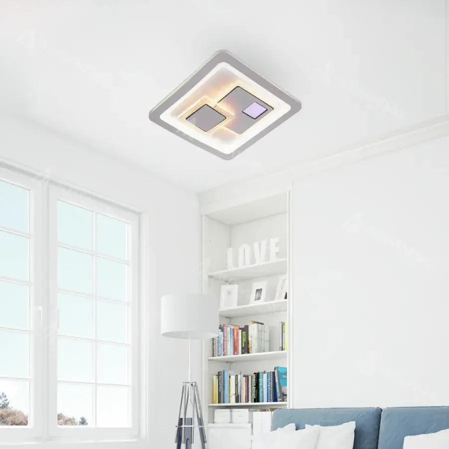 LED полилей KEREN 33W, квадратен, студена/топла/неутрална светлина 3000K/4000K/6000K, бял, метален и акрилен LED полилей Заглавие по подразбиране Alessandro Design