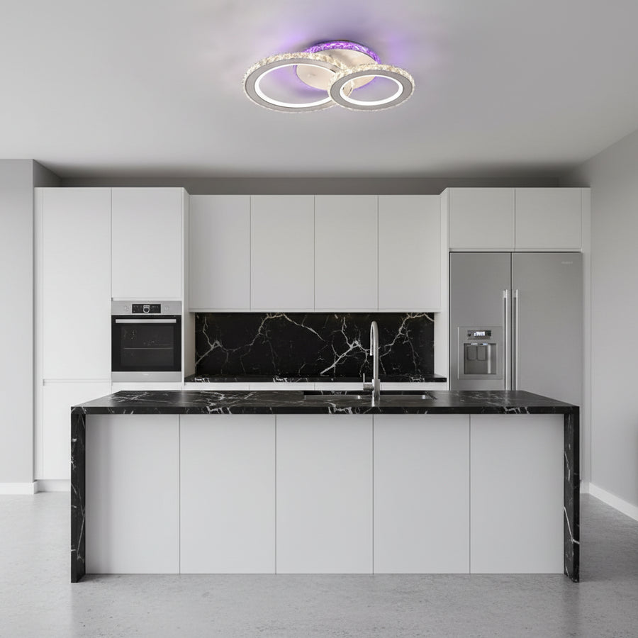 LED полилей с дистанционно управление и кристал NOVA ROTONDA RGB 42W, 2 кръга, Студена/Топла/Неутрална светлина, Димируем, Бял LED полилей с дистанционно управление Default Title Alessandro Design
