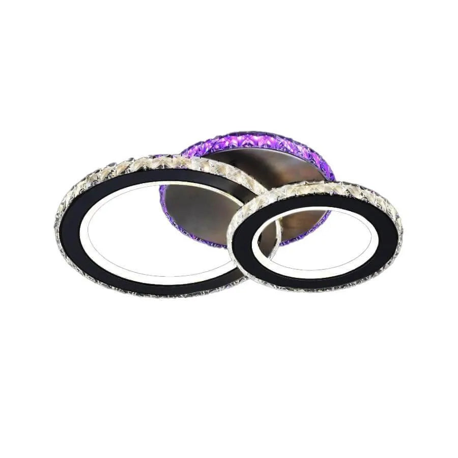 LED полилей с дистанционно управление и кристал MEILI ZAFINA RGB 106W, 2 кръга, студена/топла/неутрална светлина, димиране, черни кристални LED полилеи Заглавие по подразбиране Alessandro Design