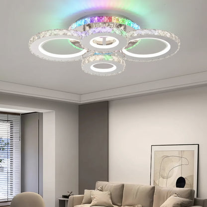 LED полилей с дистанционно управление и кристал NOVA ROTONDA RGB 82W, 4 кръга, студена/топла/неутрална светлина, димиране, хром LED полилеи и кристали Заглавие по подразбиране Alessandro Design