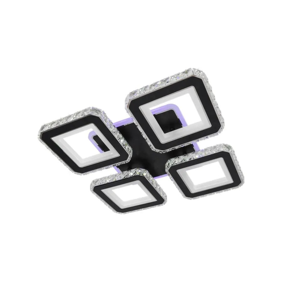 LED полилей с дистанционно управление и кристал LEILA RGB 69W, 4 квадрата, студена/топла/неутрална светлина, димируем, черен LED полилей с дистанционно управление Заглавие по подразбиране Alessandro Design