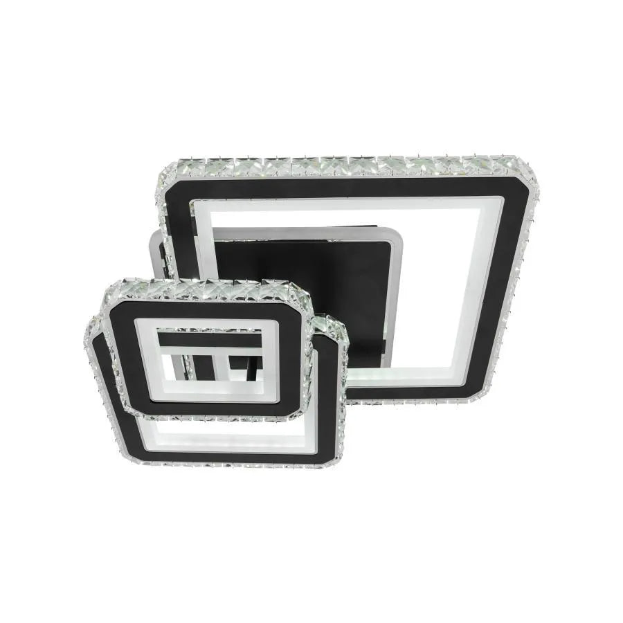 LED полилей с дистанционно управление и кристал LEILA 88W, 3 квадрата, студена/топла/неутрална светлина, димируем, черен лъскав хром LED полилеи с дистанционно управление Заглавие по подразбиране Alessandro Design