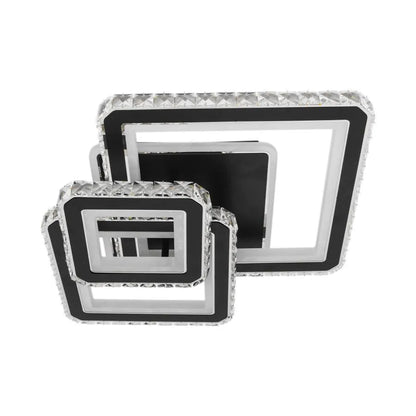 LED полилей с дистанционно управление и кристал LEILA 88W, 3 квадрата, студена/топла/неутрална светлина, димируем, черен лъскав хром LED полилеи с дистанционно управление Заглавие по подразбиране Alessandro Design