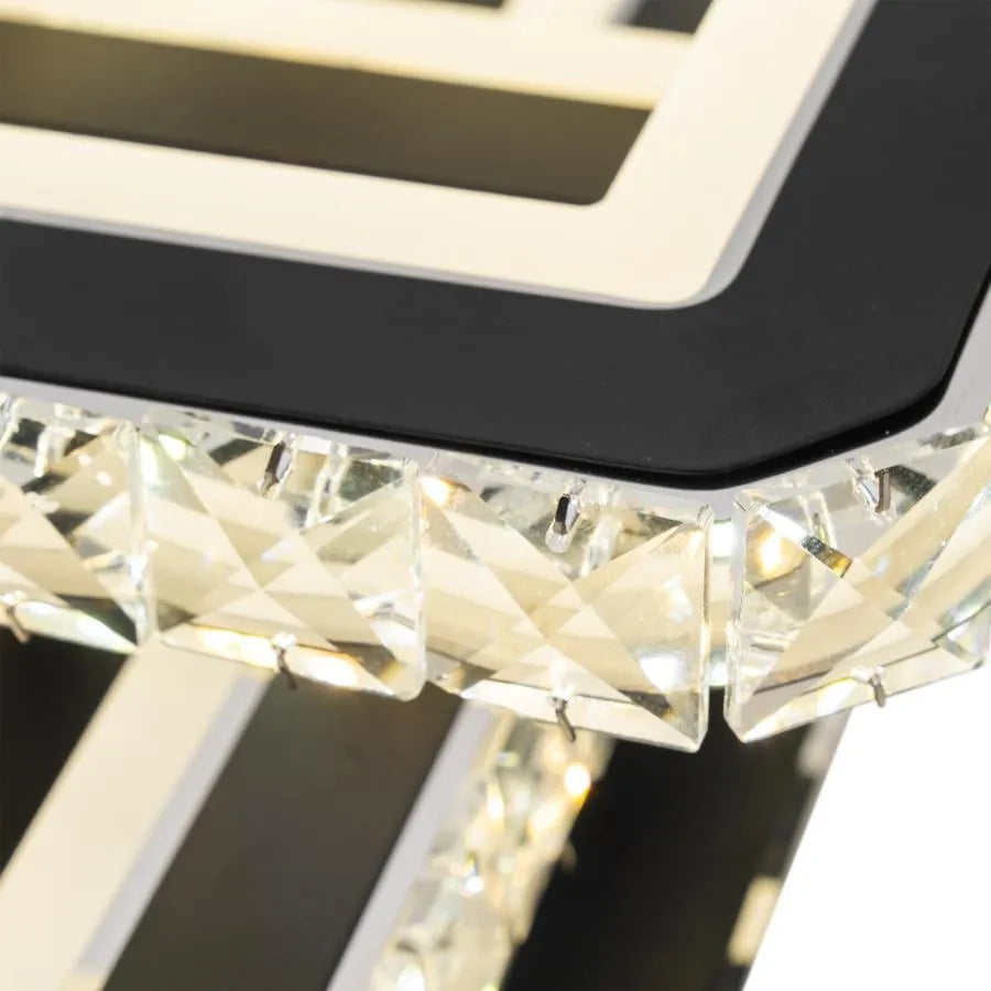 LED полилей с дистанционно управление и кристал LEILA 88W, 3 квадрата, студена/топла/неутрална светлина, димируем, черен лъскав хром LED полилеи с дистанционно управление Заглавие по подразбиране Alessandro Design