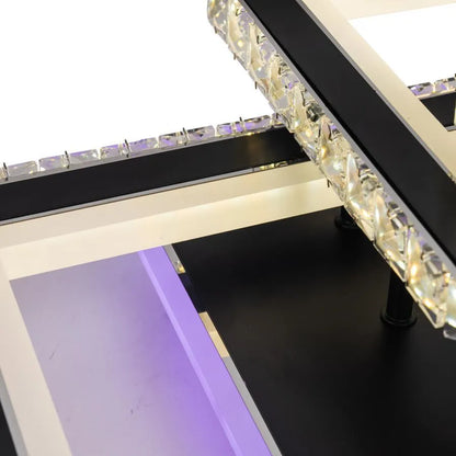 LED полилей с дистанционно управление и кристал LEILA 88W, 3 квадрата, студена/топла/неутрална светлина, димируем, черен лъскав хром LED полилеи с дистанционно управление Заглавие по подразбиране Alessandro Design