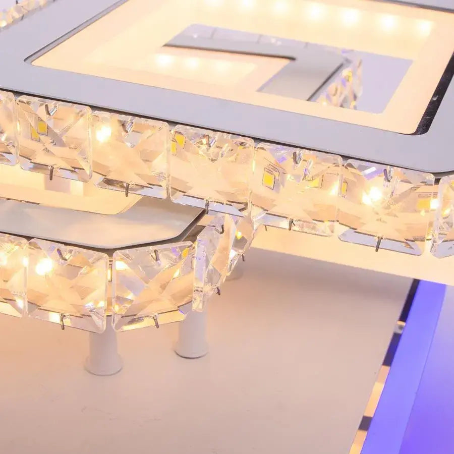 LED полилей с дистанционно управление и кристал LEILA 87W, 3 квадрата, студена/топла/неутрална светлина, димируем, бял LED полилей с дистанционно управление Default Title Alessandro Design