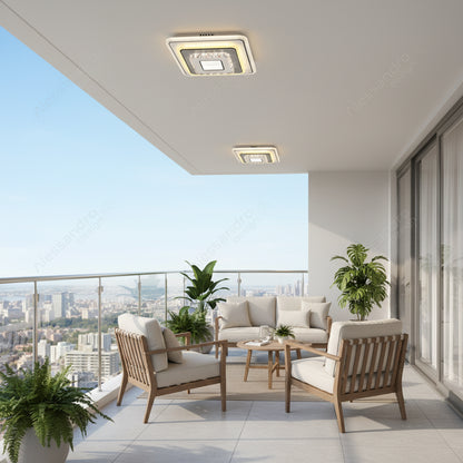 Кристален LED полилей MITA 39W, 20x20cm, Квадрат, Студена/Топла/Неутрална светлина, Бял LED Полилеи Заглавие по подразбиране Alessandro Design