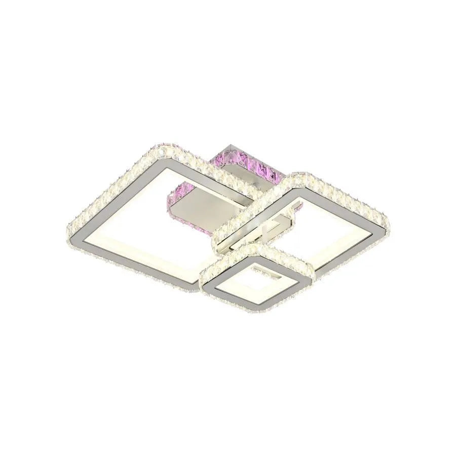 LED полилей с дистанционно управление и кристал BLAKELY RGB 166W, 3 квадрата, студена/топла/неутрална светлина, димиране, бели кристални LED полилеи Заглавие по подразбиране Alessandro Design