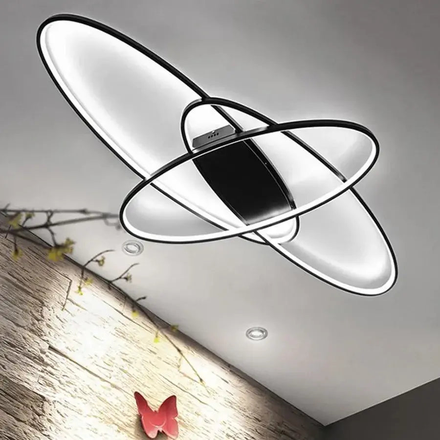 LED полилей с дистанционно управление ORBITA 74W, 3 елемента, Овална, Студена/Топла/Неутрална светлина, Димируем, Черен LED полилей с дистанционно управление Default Title Alessandro Design