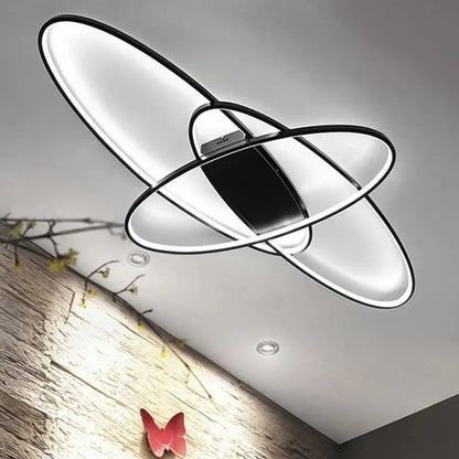 LED полилей с дистанционно управление ORBITA 74W, 3 елемента, Овална, Студена/Топла/Неутрална светлина, Димируем, Черен LED полилей с дистанционно управление Default Title Alessandro Design