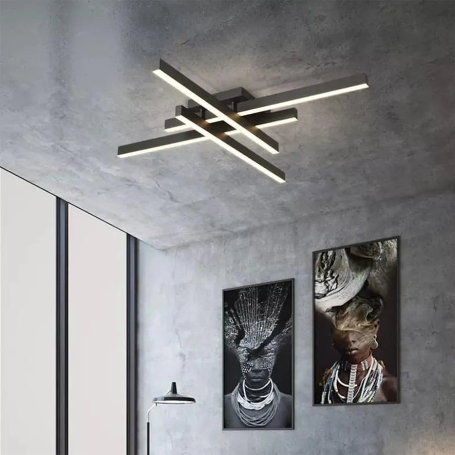 LED полилей с дистанционно управление MORA 80W, 4 елемента, линейна, студена/топла/неутрална светлина, димируем, черен LED полилей с дистанционно управление Заглавие по подразбиране Alessandro Design