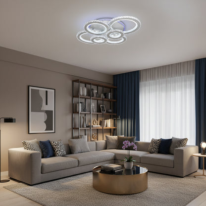 LED полилей с дистанционно управление и кристал NOVA ROTONDA RGB 145W, 6 кръга, студена/топла/неутрална светлина, димируем, бял кристал LED полилеи Заглавие по подразбиране Alessandro Design