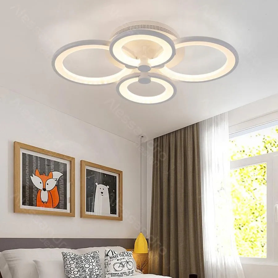 LED полилей с дистанционно управление ALANI 52W, 4 кръга, Студена/Топла/Неутрална светлина, Димируем, Бял LED полилей с дистанционно управление Заглавие по подразбиране Alessandro Design
