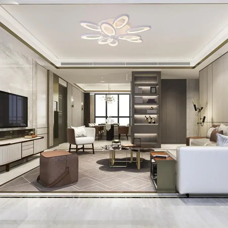 LED полилей с дистанционно управление SUNFLOWER 98W, 9 елемента, студена/топла/неутрална светлина, димиране, бели LED полилеи с дистанционно управление Заглавие по подразбиране Alessandro Design