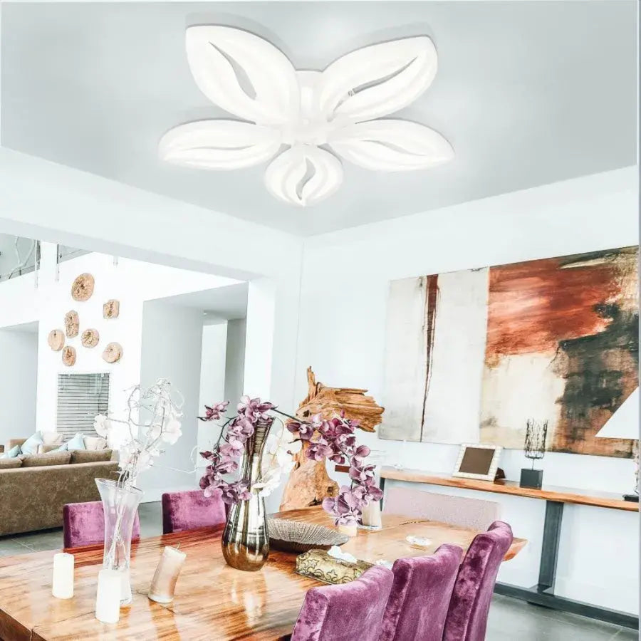 LED полилей с дистанционно управление ORCHID 66W, 5 венчелистчета, Студена/Топла/Неутрална светлина, Димируем, Бял LED полилей с дистанционно управление Default Title Alessandro Design