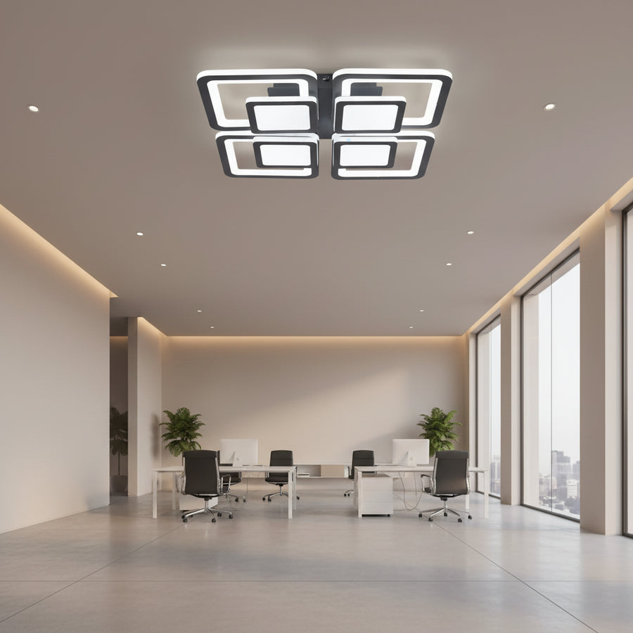 LED полилей с дистанционно управление SUSAN 96W, 4 квадрата, студена/топла/неутрална светлина, димируем, черен LED полилей с дистанционно управление Default Title Alessandro Design