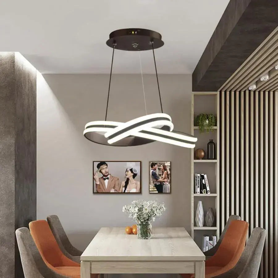 Окачен LED полилей с дистанционно управление INFINITY LOOP 61W, Студена/Топла/Неутрална светлина, Димируем, Черен, Регулируеми по височина LED полилеи с дистанционно управление Заглавие по подразбиране Alessandro Design