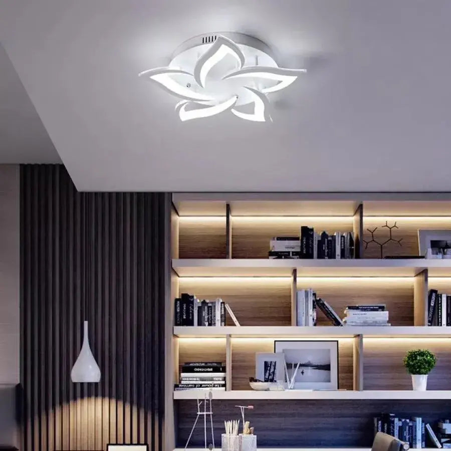 LED полилей с дистанционно управление LOTUS 54W, 5 венчелистчета, студена/топла/неутрална светлина, димируем, бял LED полилей с дистанционно управление Заглавие по подразбиране Alessandro Design