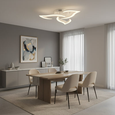 LED полилей с дистанционно LOTUS 32W, 3 венчелистчета, Студена/Топла/Неутрална светлина, Димируем, Бял