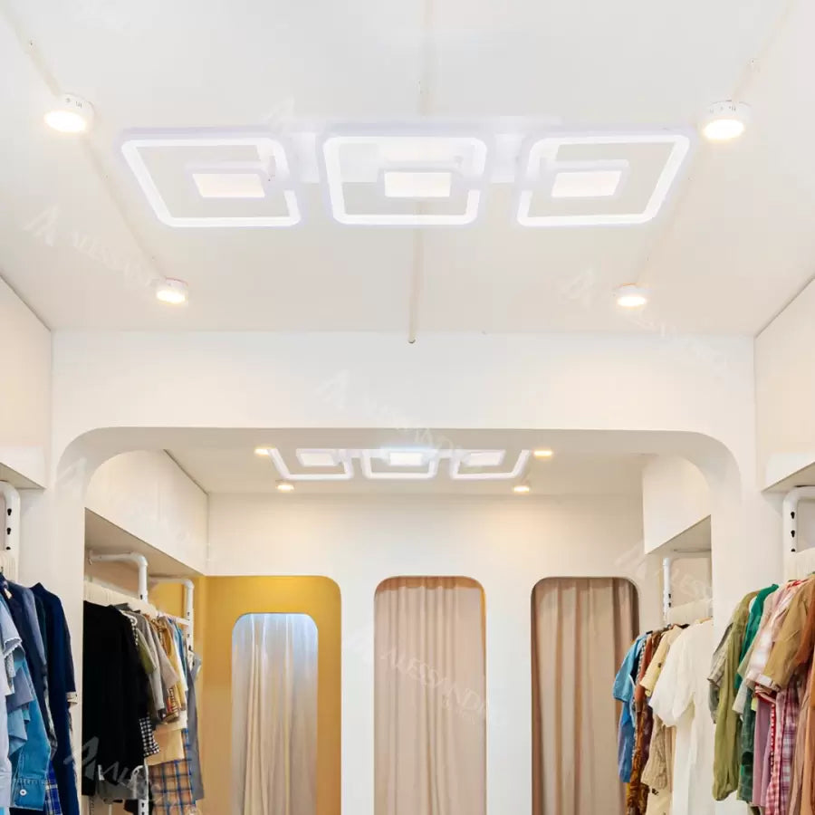 LED полилей с дистанционно управление FELIX 87W, 3 квадрата, студена/топла/неутрална светлина, димируеми, бели LED полилеи с дистанционно управление Заглавие по подразбиране Alessandro Design