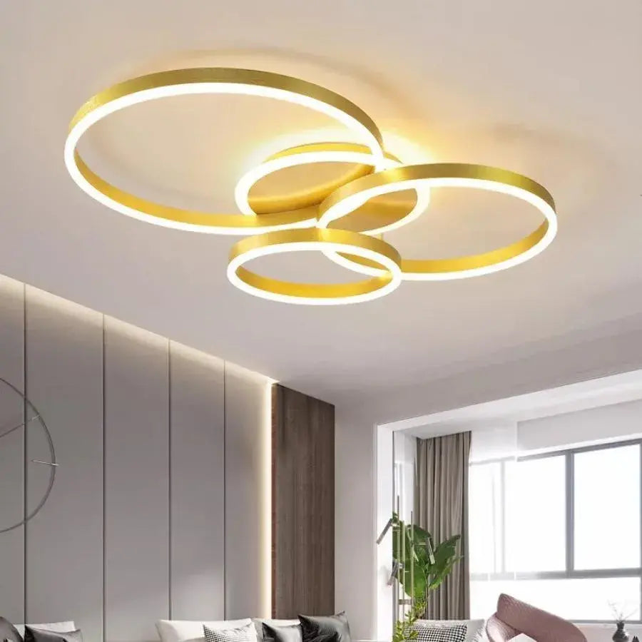 LED полилей с дистанционно управление LYRA 100W, 3 кръга, студена/топла/неутрална светлина, димиране, полирано злато LED полилеи с дистанционно управление Заглавие по подразбиране Alessandro Design