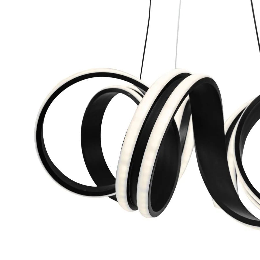 Окачен LED полилей с дистанционно управление INFINITY TWIST 180W, вълнообразна, студена/топла/неутрална светлина, димируем, черен, регулируема по височина Модерни полилеи Заглавие по подразбиране Alessandro Design