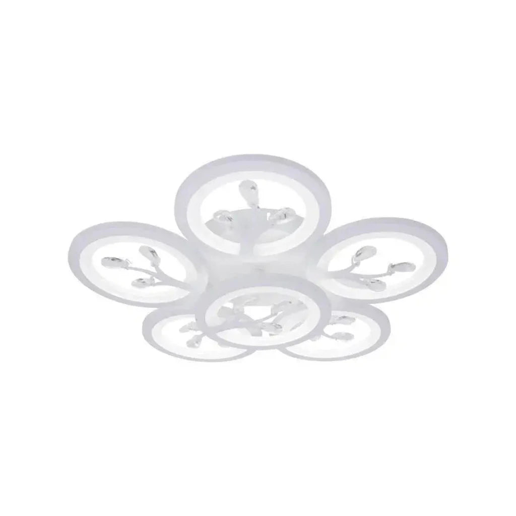 LED полилей с дистанционно управление и кристал DAISY 78W, 6 елемента, студена/топла/неутрална светлина, димируем, бял LED полилей с дистанционно управление Default Title Alessandro Design
