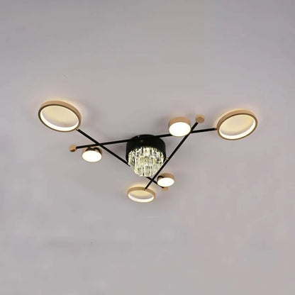 LED полилей с дистанционно управление и кристал MISEL 138W, 7 елемента, студена/топла/неутрална светлина, димиране, черно злато LED полилеи с дистанционно управление Заглавие по подразбиране Alessandro Design