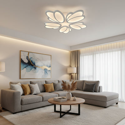 LED полилей с дистанционно управление TULIP 81W, 5 венчелистчета, Студена/Топла/Неутрална светлина, Димируем, Бял