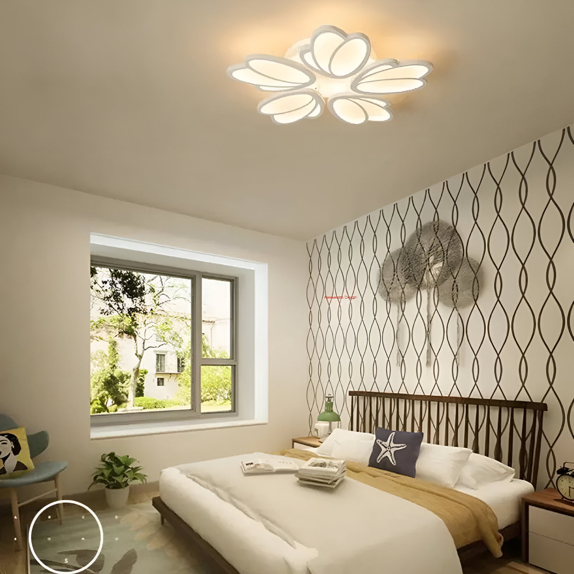 LED полилей с дистанционно управление TULIP 81W, 5 венчелистчета, Студена/Топла/Неутрална светлина, Димируем, Бял LED полилей с дистанционно управление Заглавие по подразбиране Alessandro Design